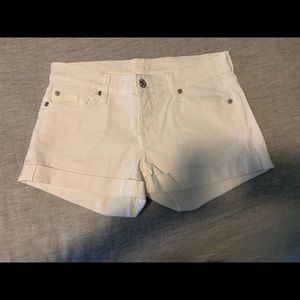 7 For All Mankind cuffed white denim shorts